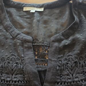 Daniel Rainn Black Textured Lace Top